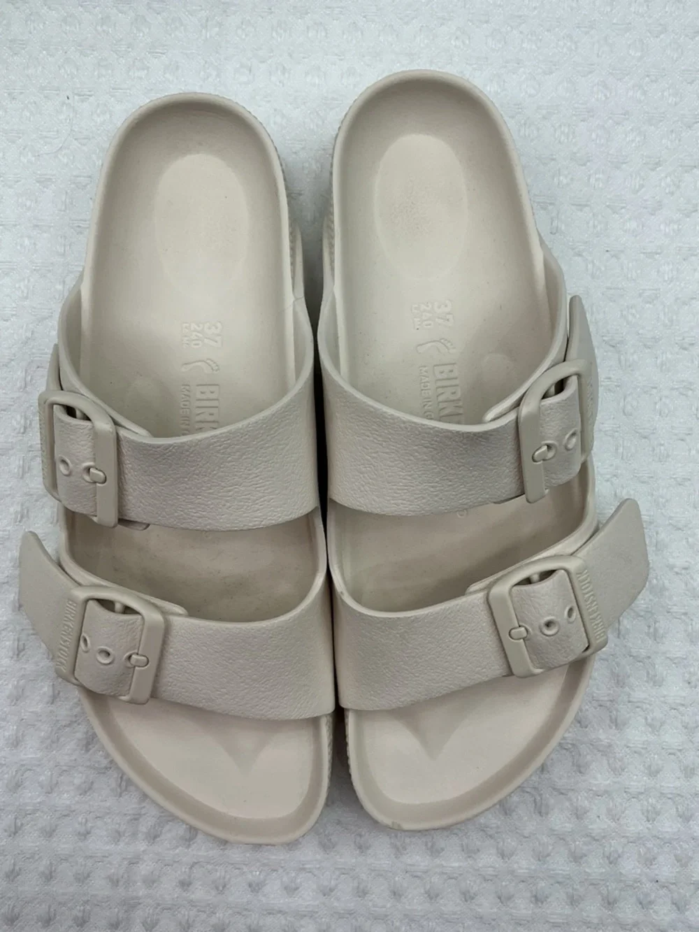 Birkenstock Women's Two-Strap Slide Sandals in Light Taupe - Picture 6 of 9